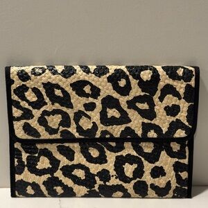 Felix Rey - Rattan Leopard Print Woven Clutch